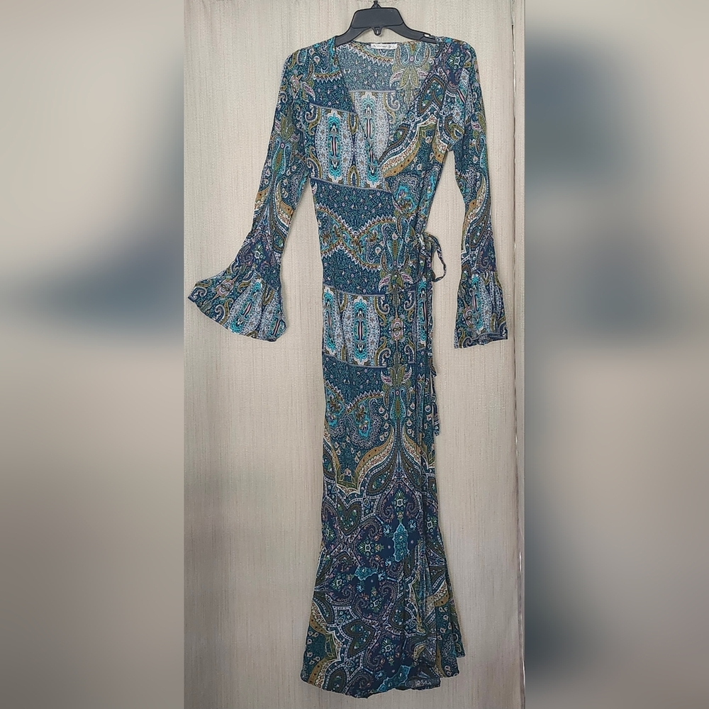 Paisley Maxi Dress in Blue and Green